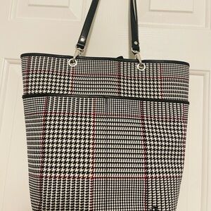 Ralph Lauren Black, White, and Red Houndstooth Tote